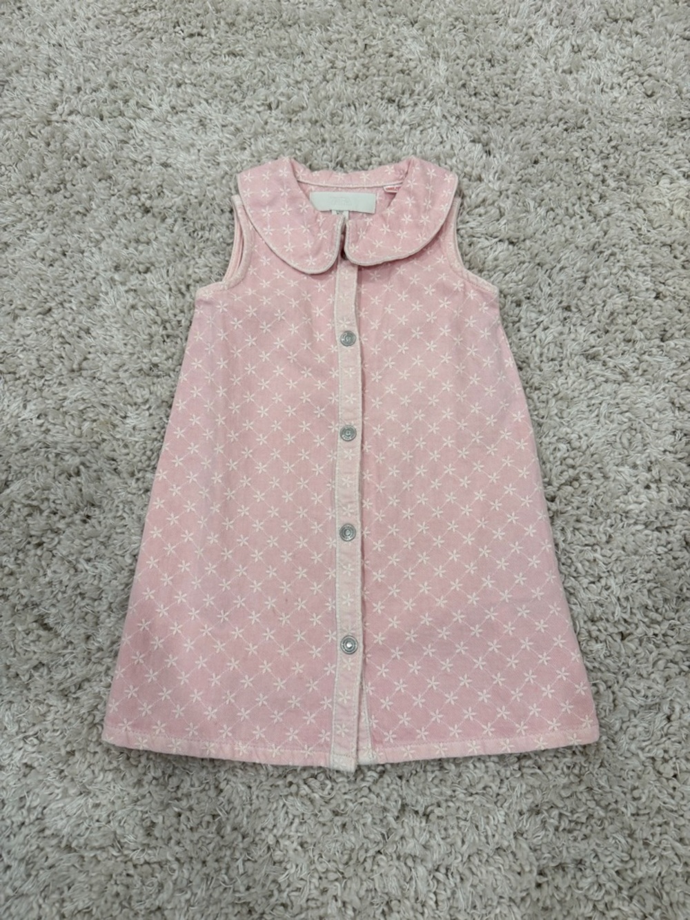 Zara Girls Blush Pink Floral Snap Dress